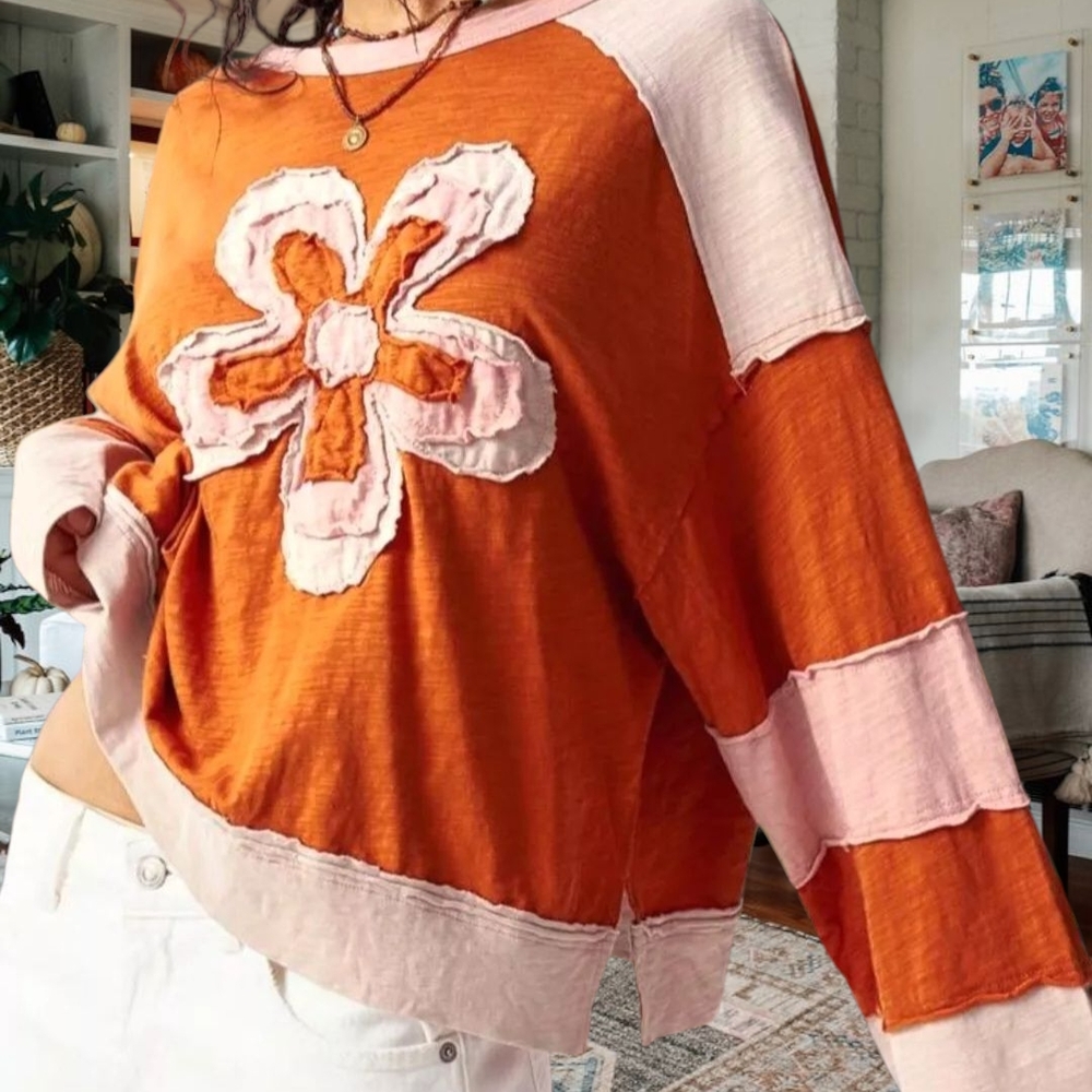 Boutique Orange Pink Patchwork Boho Bohemian Flor… - image 6